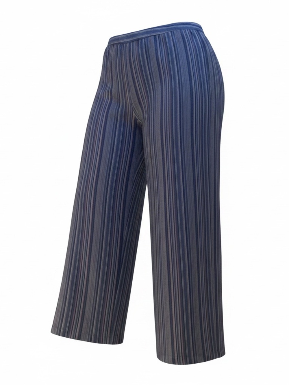 Isaac Mizrahi Live! Stripe Linen Rayon Wide-Leg Palazzo Pants Plus 28W Blue